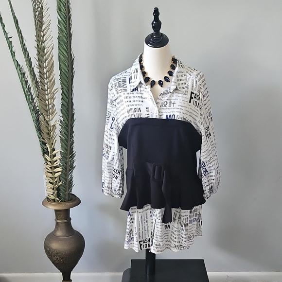 7Th Avenue Design Studio Tops - 7th Avenue Design Studio Unique Corset Hi-Low Hem Blouse